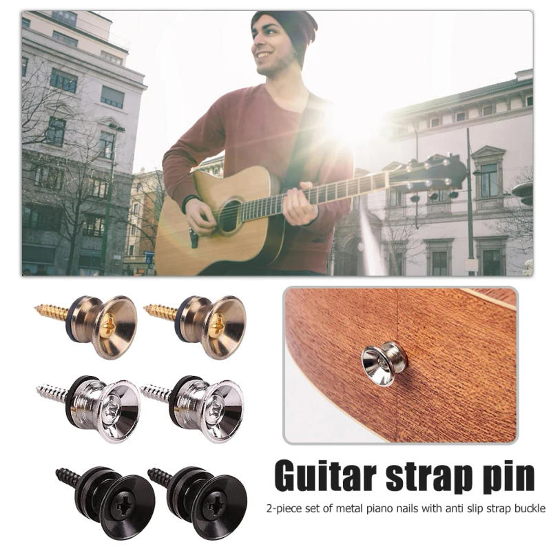 Description Picture 6 of item2pcs Guitar Pegs for Acoustic Electric Bass Ukulele Guitar Strap Buckle Button Lock Pins Metal End Locking Parts Accessories