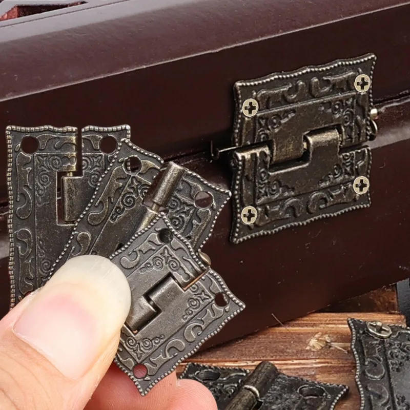 Description Picture 6 of item20/1Sets Antique Bronze Hinges Vintage Cupboard Cabinet Fitting with Screws Jewelry Boxes Wooden Case Hinge Furniture Hardware