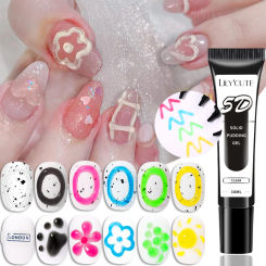LILYCUTE 10ml 5D Solid Modeling Pudding Gel Nail Polish Korean Style For Manicure Elastic Emboss Painting Texture Nail Liner Gel