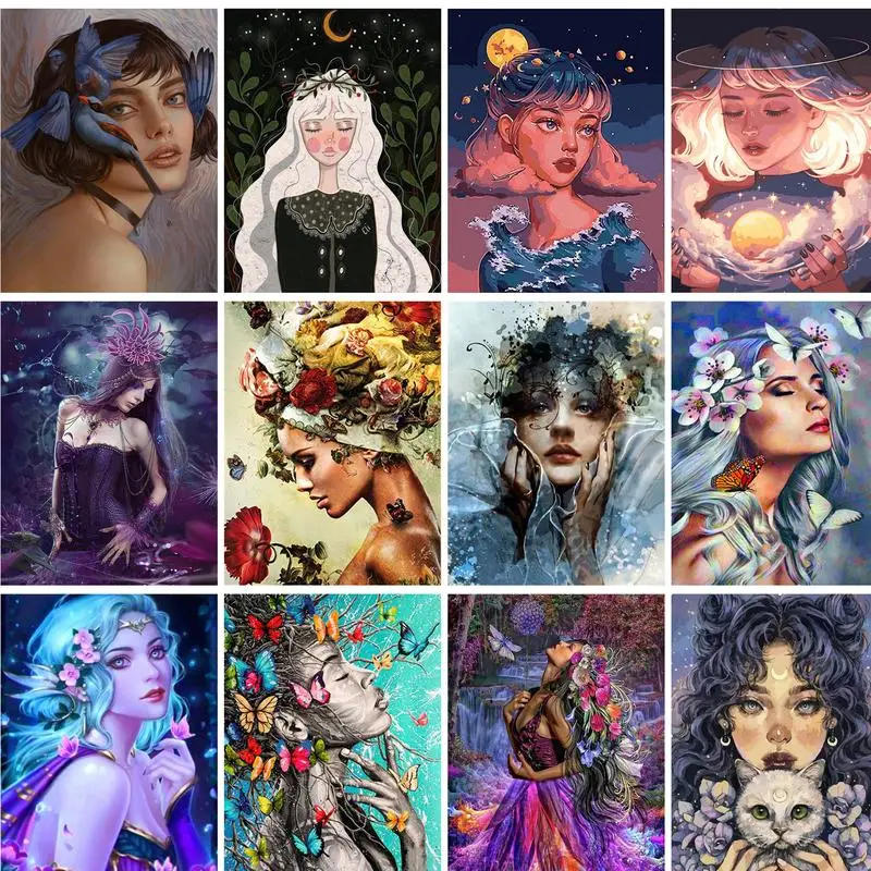 Description Picture 2 of itemGATYZTORY Anime Painting By Numbers Paint Kit Coloring On Numbers Girls Handmade On Canvas Figures Gift For Adult Wall Art