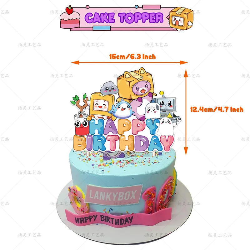 Description Picture 5 of itemCartoon Lankybox Birthday Party Balloon Banner Background Cake Topper Baby Shower Decoration Supplies Game Party Gift Photo Prop