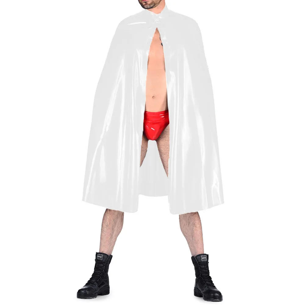 Description Picture 4 of itemMens Halloween Party Cloak Adult Turn-down Collar Shiny PVC Leather Capes Witches Princess Cloak Coats Wetlook Cosplay Costume