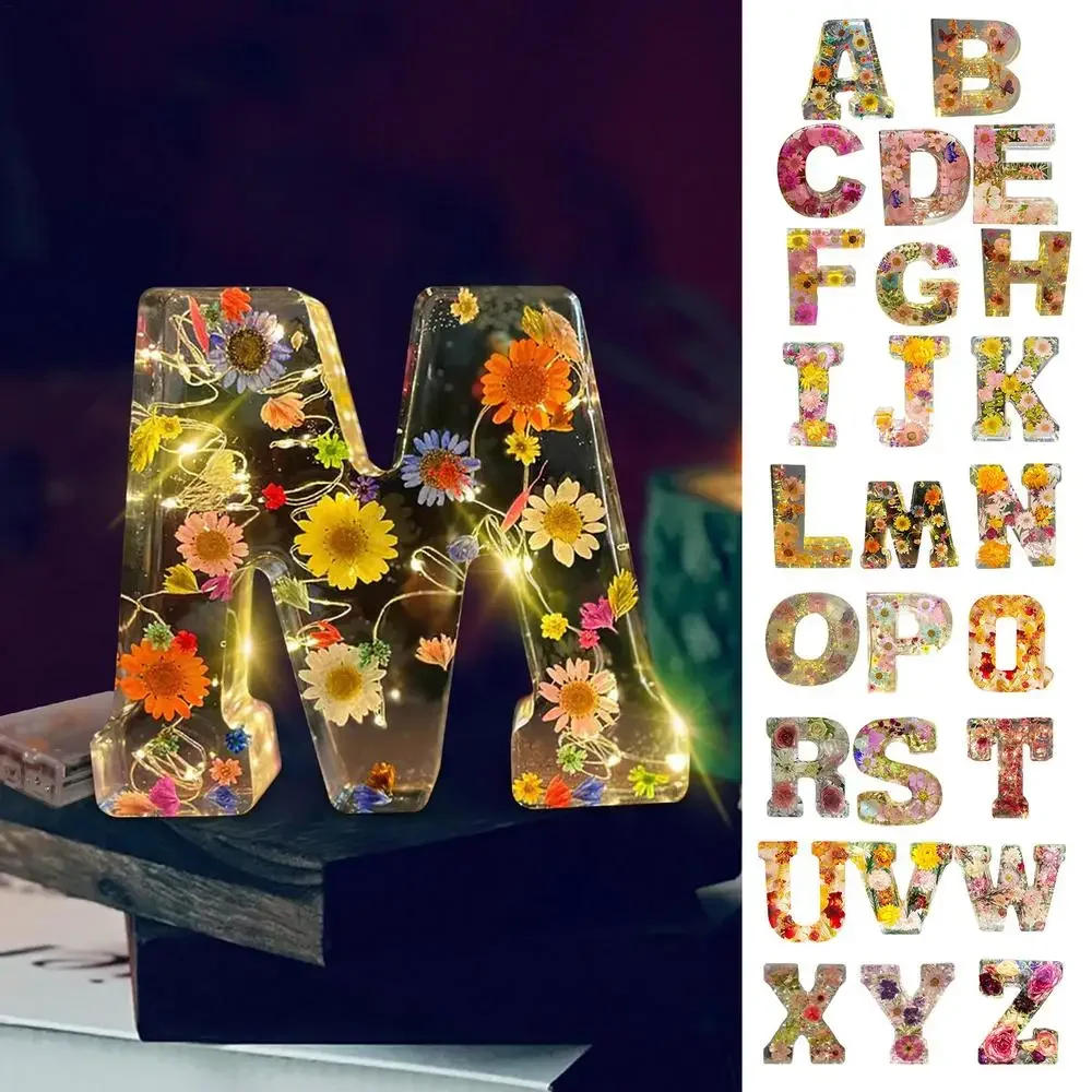 Description Picture 2 of itemFloral Letter Night Light Alphabet Letter LED Lights Luminous Number Lamp Decorative Resin Lamp With Initial Letter & Dry Flower