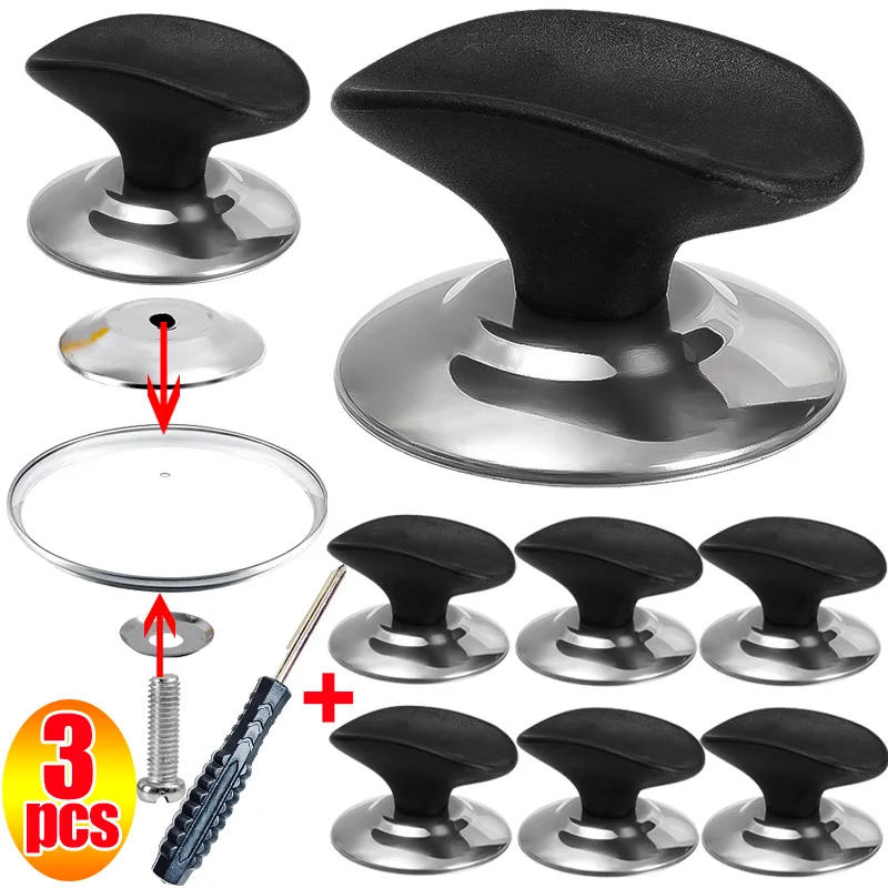 Description Picture 4 of itemStainless Steel Pot Lid Handle Glass Pot Lid Knobs Universal Pot Lid Handle Fixing Cover with Screwdriver Cookware Accessories