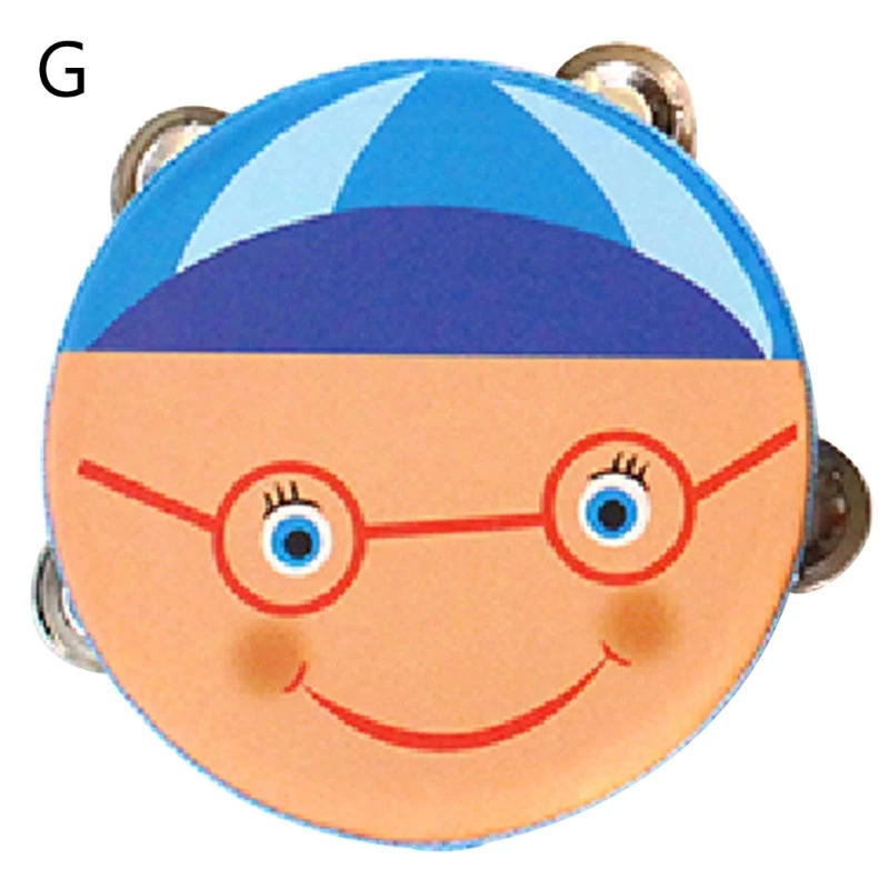 Description Picture 5 of item652D Wood Mini Tambourine Hand Bell Drum for Toddlers Kids 6inch Cute Tambourine Kids Wood Percussion Instrument