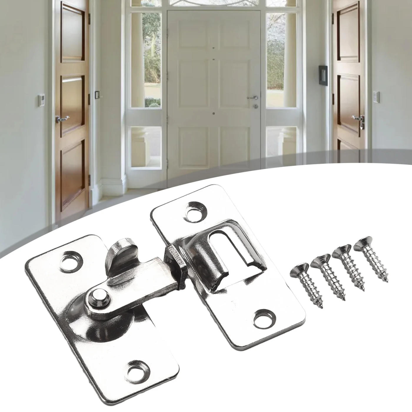 Description Picture 2 of itemStainless Steel Door Latch 90 Degree Buckle Right Angle Hook Lock Bolts For Sliding Door Lock Window Cabinet Door Latch Hardware