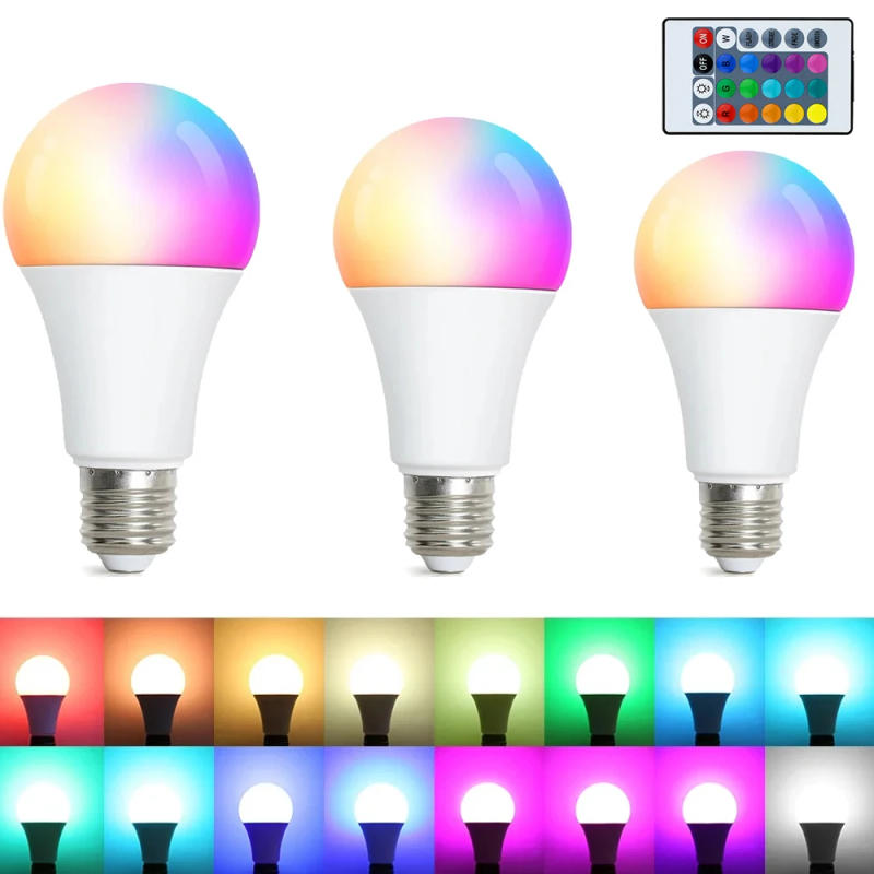Description Picture 2 of item7W 9W 12W RGB LED Globe Light Bulb E27 Screw Base Lamp With Remote Control Stepless Dimming LED Bulb for Home Decor AC 165V-265V