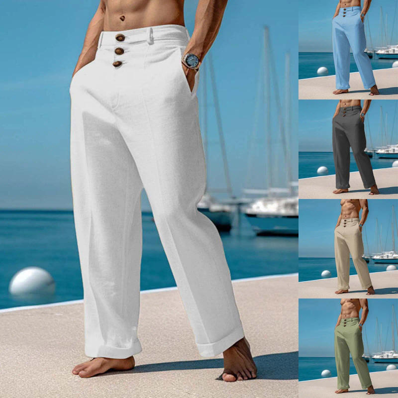 Description Picture 2 of itemMen'S Loose Straight Cotton Linen Pants Summer Casual Pants Men'S Breathable Pants Boy 10 Foam Slip