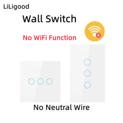 Cerhot Smart Touch Switch Light 100-250V No Neutral Wire Wall Supply Glass Screen Panel Electric On OFF Control LED Lamp