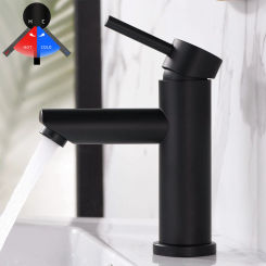 Bathroom hot and cold single hole sink faucet 304 stainless steel single handle basin mixer faucet mixer with water supply hose