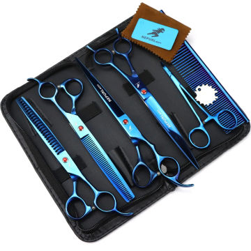 8.0 Inch Pet Dog Grooming Thinning Cutting Curved Scissors Set Grooming Shears Dogs Scissors Kit 7.5 Inch Big/small Teeth Shears