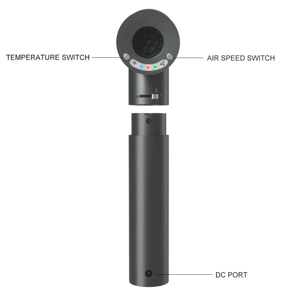 Description Picture 4 of itemPortable Wireless Hair Dryer Hot/Cold Wind Air Adjustment Rechargeable Battery LED Display Pet Students Baby Office Worker Use