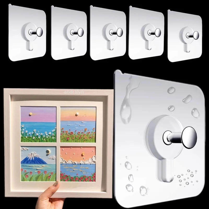 Description Picture 4 of itemMulti-Purpose Transparent Hook Double-sided Adhesive Wall Hooks Waterproof Clothes Hats Towel Hooks Kitchen Bath Door Hooks