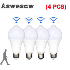 4 Pcs E27 PIR Motion Sensor Lamp 85V-265V 12W 15W 18W LED Bulb with Motion Sensor Infrared Radiation Motion Detector Light