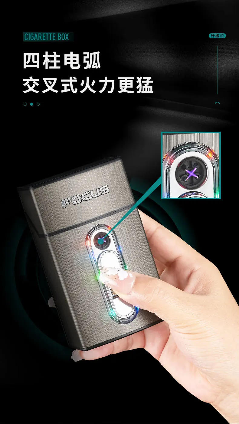 Description Picture 5 of itemType-C Rechargeable Upgraded Version Cross Double Arc Pulse Cigarette Lighter Cigarette Box Cool LED Lights 20 Pieces Cigarette