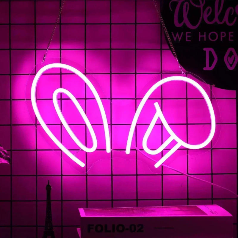 Description Picture 6 of itemRabbit Ears Pink Cute Neon Lights for Wall Decor Rabbit Neon Sign for Easter Children's Room Decoration Gifts For Birthday Party