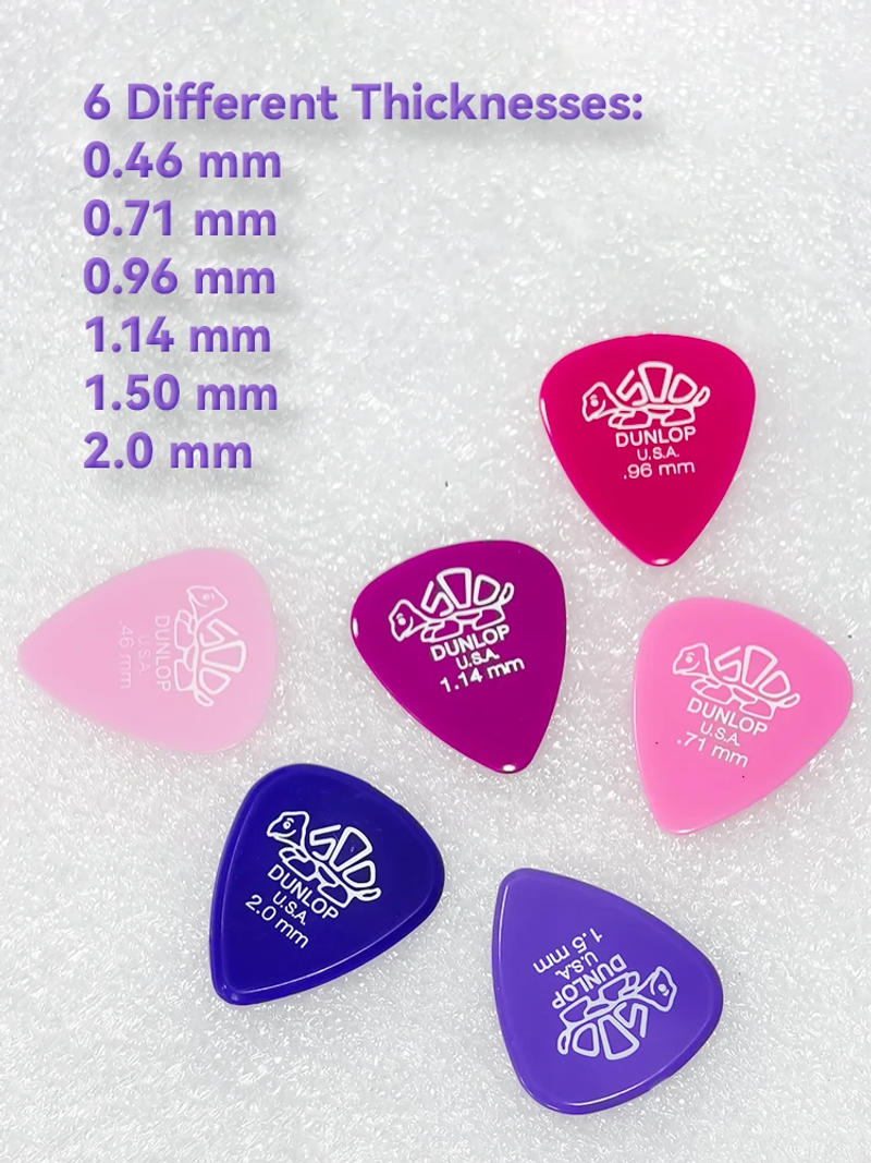 Description Picture 3 of itemDunlop Delrin 500 Guitar Picks 41R 0.46/0.71/0.96/1.14/1.5/2.0 mm Smooth Surface Beveled Edge Design Warm Tone