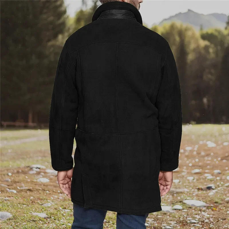 Description Picture 5 of itemMens Woolen Coat Long Loose Woolen Overcoat Autumn and Winter Trench Coat Men