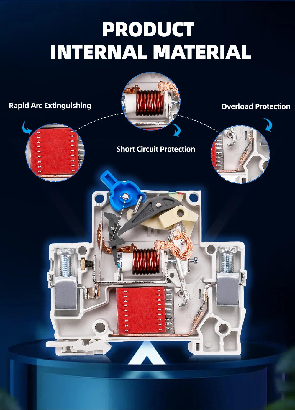 Description Picture 5 of itemAC MCB 1P 2P 230V 400V 6KA Mini Circuit Breaker Air Switch 6A 10A 16A 20A 32A 40A 50A 63A Overload Short Protect
