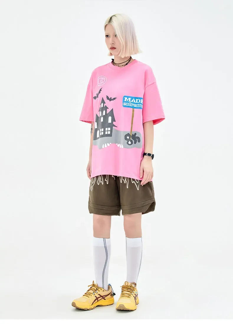 Description Picture 6 of itemLetter Embroidery Basketball Shorts Men Clothing Street Vintage Color Contrast Mens Shorts Loose Sweatpants Men Shorts Pants