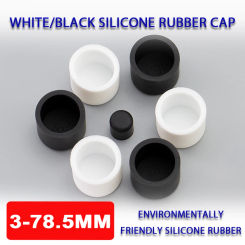 Silicone Rubber Cap 3-78.5mm Pipe End Cover Cap Dust Seal Protection Gasket Foot Cover Round Tube Insert Stopper White/Black