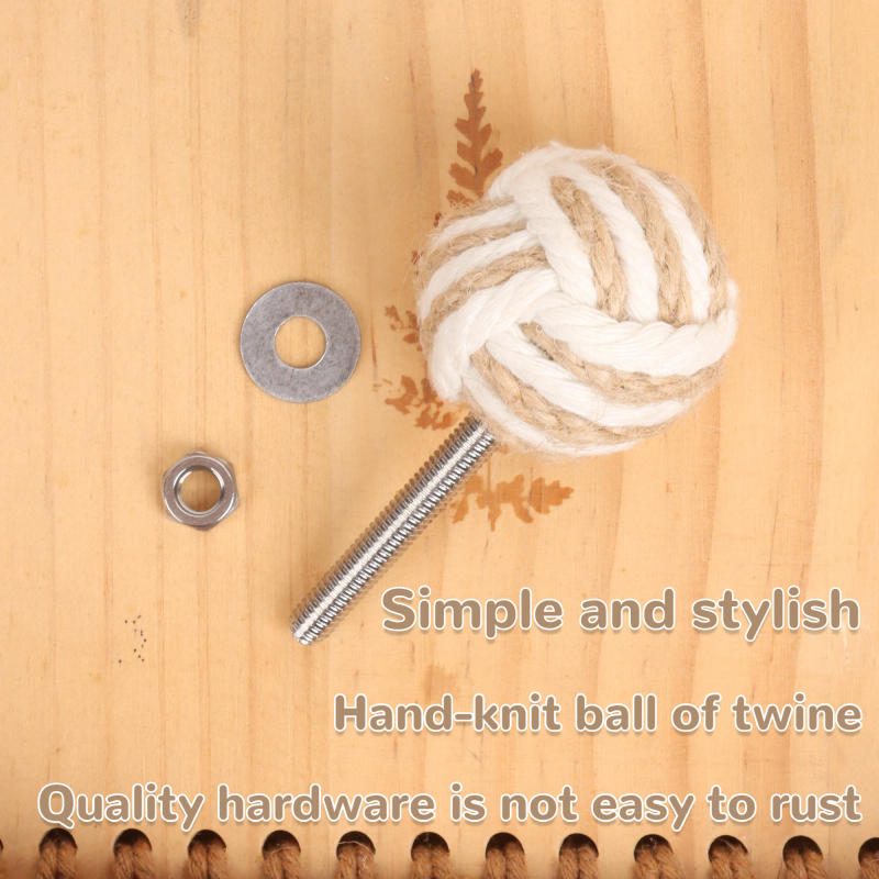 Description Picture 5 of itemHemp Rope Drawer Knobs Round Handmade Cabinets Dresser Handles Wood Kitchen Cupboard Wardrobe Door Pulls for Furniture