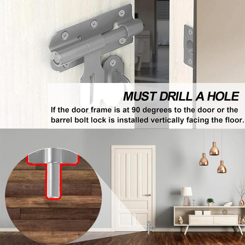 Description Picture 2 of item1Set Silver Stainless Steel Door Latch Solid Sliding Bolts Latch Hasp Home Hardware Gate Safety Toilet Door Lock