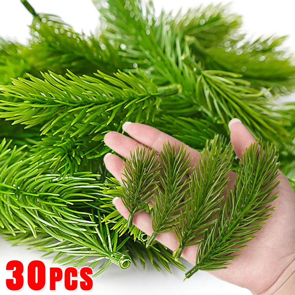 Description Picture 3 of item30/10Pcs Christmas Artificial Pine Needles Fake Pine Branches DIY Garland Green Leaves Flower Home Xmas Party Decoration Plants