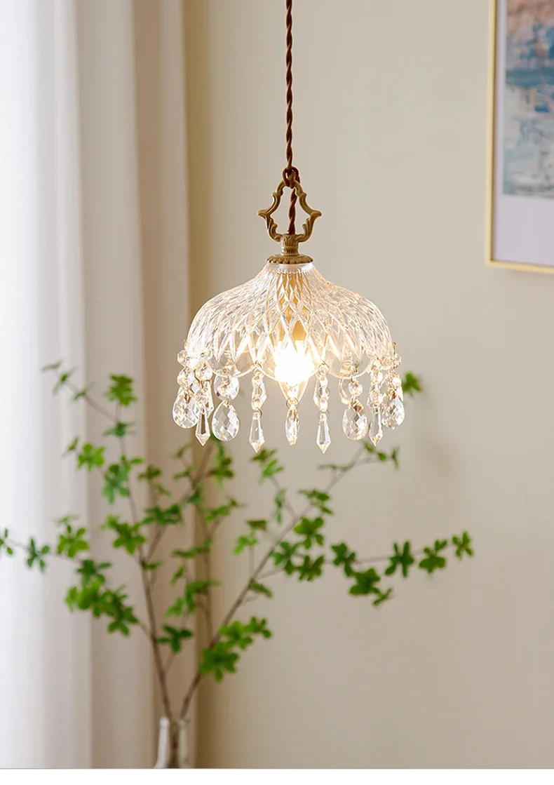 Description Picture 6 of itemFrench Retro Pendant Lights Glass Lampshade Suspended Chandelier Indoor Art Decoration Bedroom Bar Restaurant Bedside Woonkamer