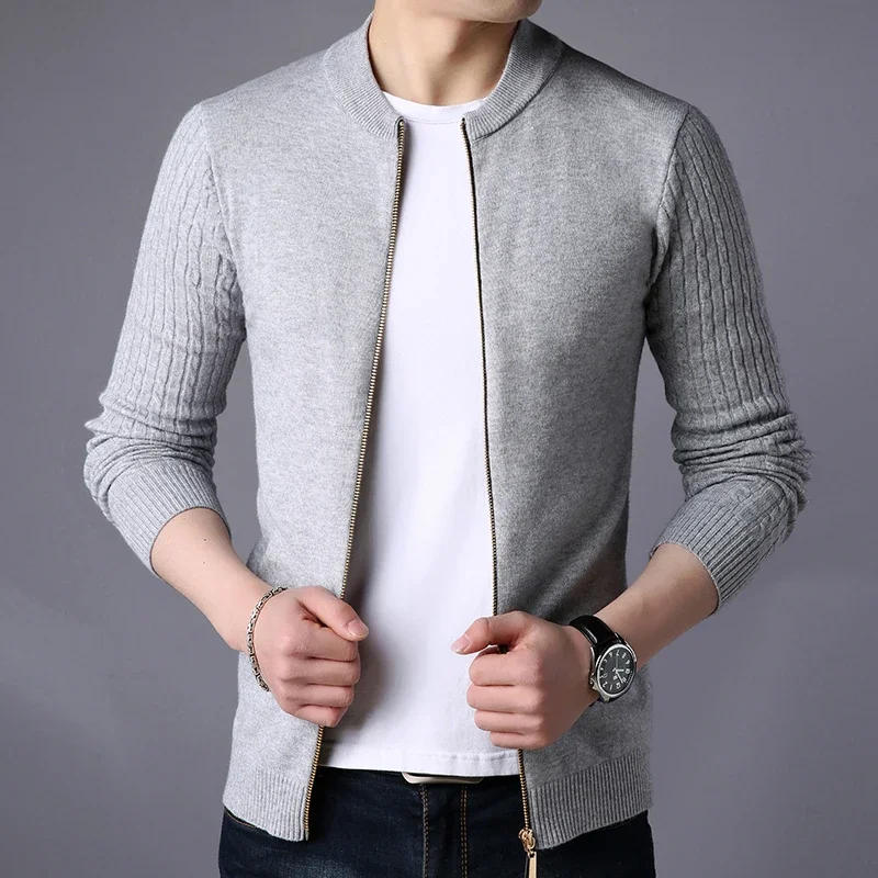 Description Picture 5 of itemKorean Fashion Cardigan Sweater Men Solid Stand Collar Zipper Men's Sweater Slim Fit Cardigan for Man Plus Size 3XL