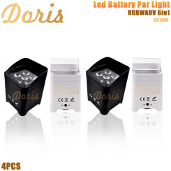 0 Tax 4Pcs  Stage Lighting Effect Infrared APP control 6x18W RGBWA+UV up-light 6in1 Wireless LED Battery Par Light Party DJ