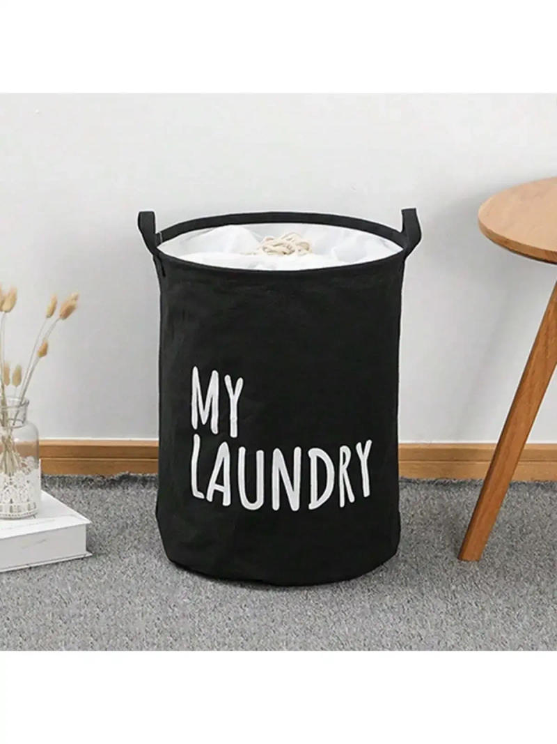 Description Picture 3 of item1pc-Foldable Drawstring Laundry Basket Large Capacity Waterproof Clothes Storage Basket For Home Bathroom Children's Toy Organiz