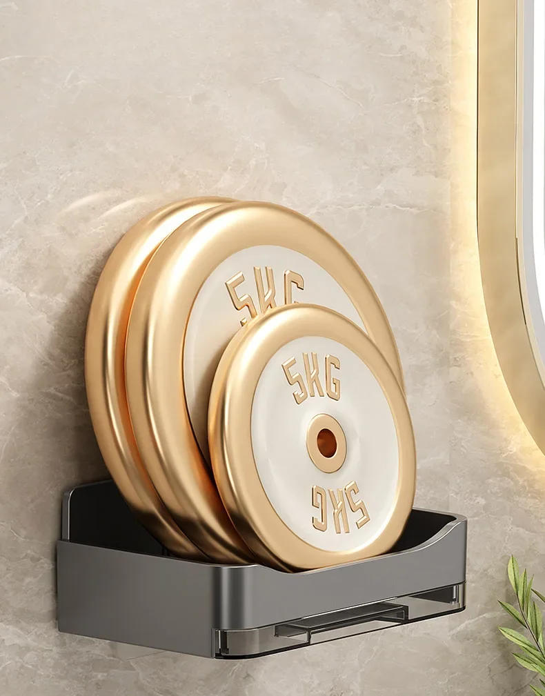 Description Picture 6 of itemBathroom Soap Holder Free-Punching Wall Mounted Soap Sponge Holder Organizer Double Drainage Soap Dish Bathroom Accessories