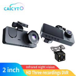 3Lens Car Dvr HD 1080P Dash Cam Front Inside Rear Wide Angle Night Vision G-sensor Loop Recording Camera Vehicle Accessories
