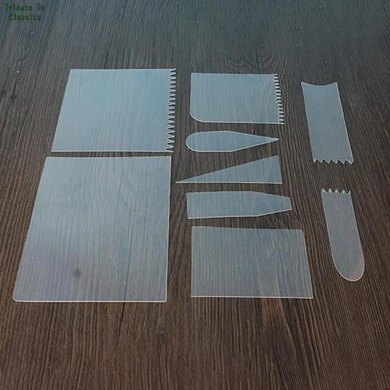 Description Picture 6 of item9Pcs/set Cake Scraper Fondant Mousse Cream Spatula Edge Smoother Cupcake Cake Cutter Pastry Mold Baking Decorating Tools