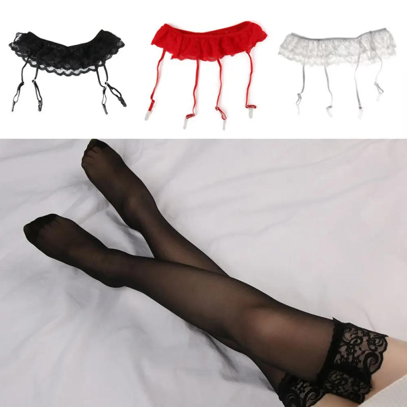 Description Picture 2 of itemWomens Sexy Hot Lace Top Thigh-Highs Stockings Socks+Suspender Garter Belt Fashion Stockings