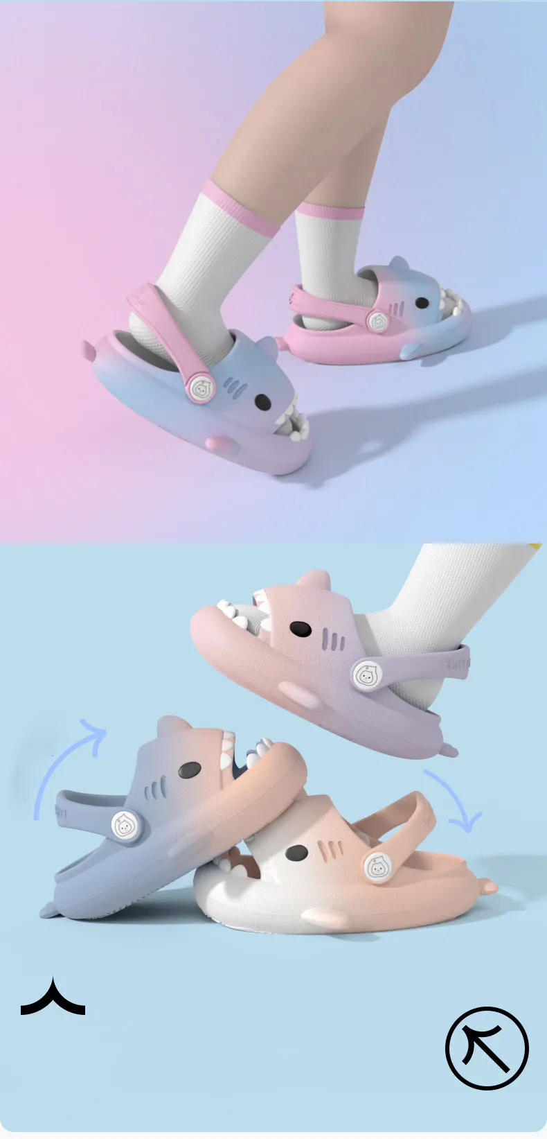 Description Picture 6 of itemColor Children Shoes Shark Slippers  Flip Flops Soft Sole Cartoon Slipper Boys Girls  Bathroom Sandal EVA Non-slip Kid Shoes