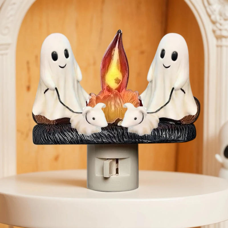 Description Picture 6 of item2024 New Ghost Campfire Flickering Nightlight Night Light Plug Wall Spooky Fire Marshmllow Night Light Halloween Ghost Campfire