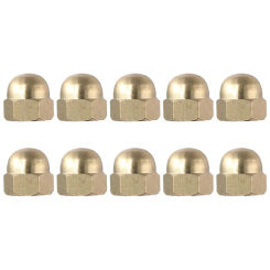 10Pcs Hex Cap Nuts, M8 M10 M12 Dome Nuts Brass Hexagon Decorative Cap Nut for Screws Bolts, Brass Tone