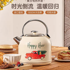 220V Zoomland Retro Electric Kettle with Auto Shut Off, Large Capacity Stainless Steel Water Kettle