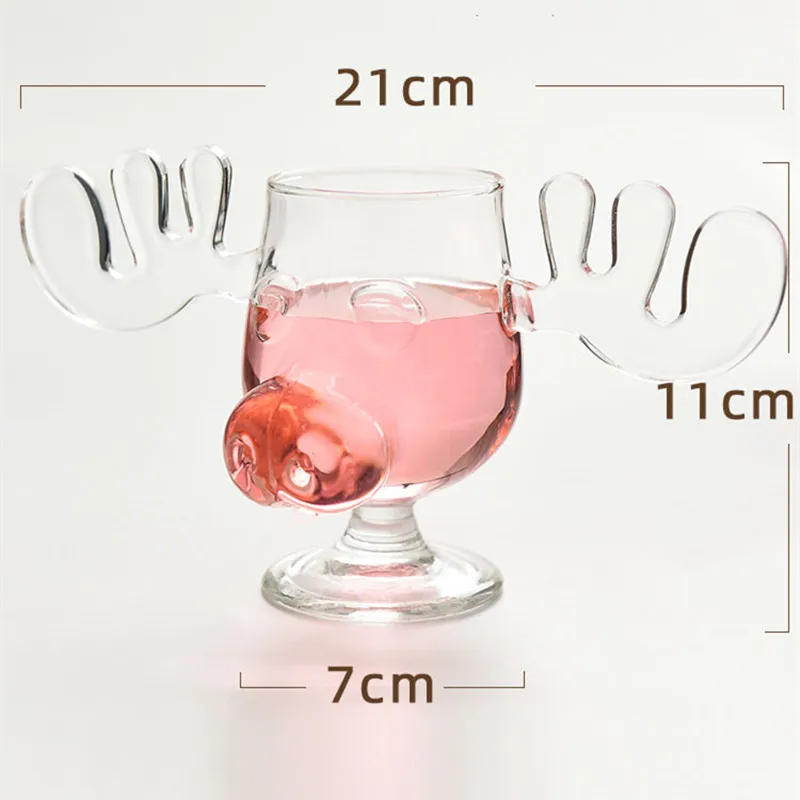Description Picture 2 of item200ml Glass Cup for Tiki Creative Elk Cute Reindeer Mug Wine Beer Water Juice Milk Glasses Drinkware Shot Cups Christmas Gift