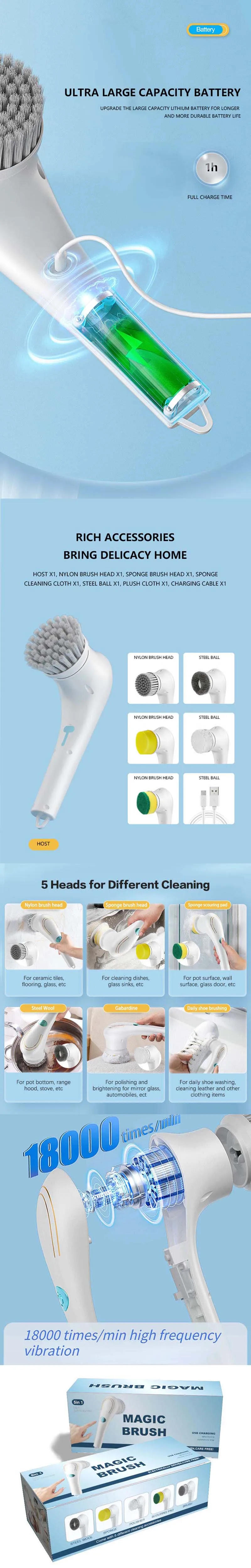 Description Picture 6 of itemUsb Rechargeable Kitchen Dish Washing Brush Sink Cleaner Bathroom Bathtub Clean Brush Spin Scrubber Electric Cleaning Brush