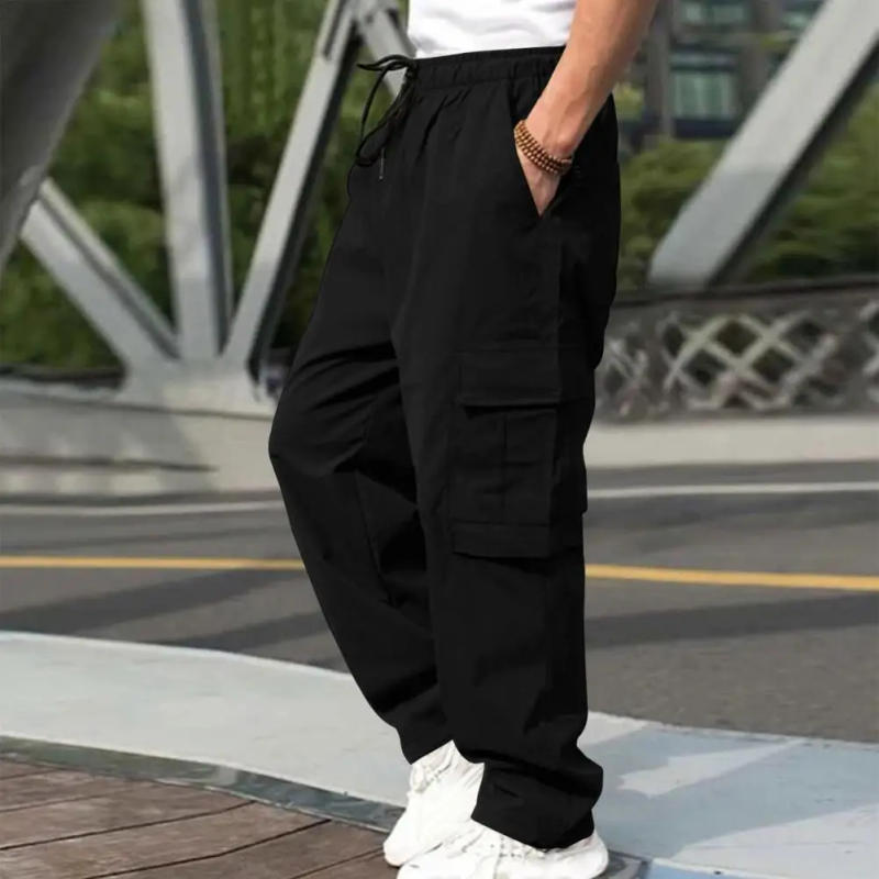 Description Picture 2 of itemMen Sweatpants Comfortable Men Drawstring Trousers Streetwear Men's Cargo Pants with Drawstring Waist Multiple for Casual