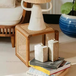 Vintage Solid Wood Coffee Tables Rattan Woven Living Rooms Home Leisure Balconies Tea Tables Mobile Meuble Salon Home Furniture