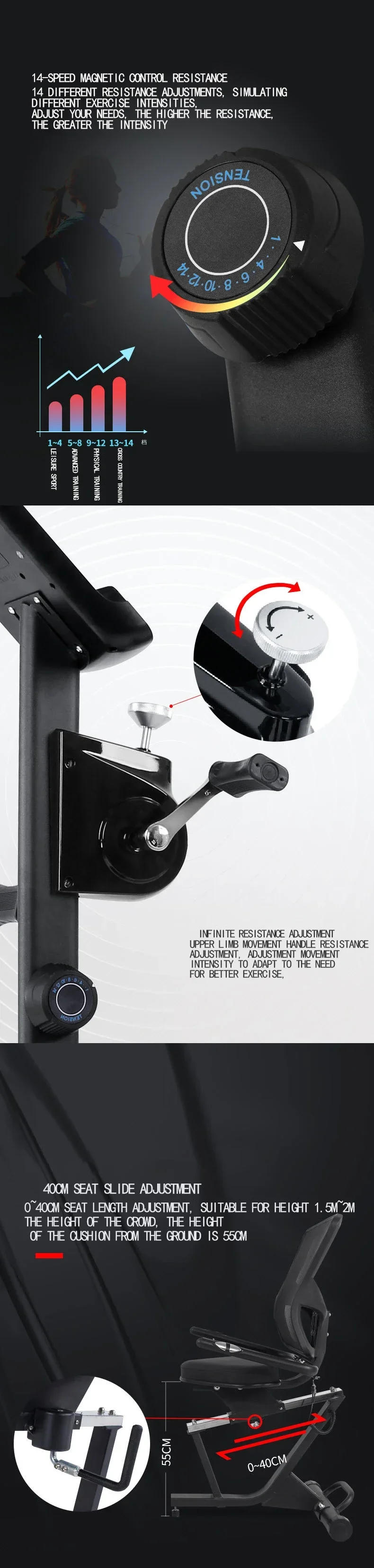 Description Picture 6 of itemIndoor Exercise Bike Trainer Home Training 14 Gear Magnetic Control Resistance Bicycle Bike Cycling Exercise Trainer Model R8