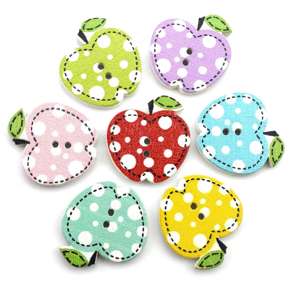 Description Picture 5 of item50PC 20MM Mixed Apples Pattern Wooden Buttons for Clothes Crafts Sewing Decorative Needlework Scrapbooking DIY Accessories