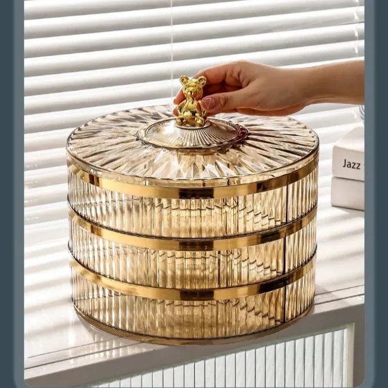 Description Picture 5 of itemMulti layer Transparent Snacks Box Dust-proof Acrylic Dry Fruit Tray Candy Nut Storage Box Modern Living Room Sundries Container