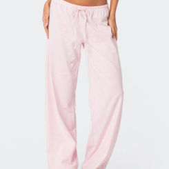 Women Striped Pajama Pants Spring Fall Elastic Waist Tie-up Loose Lounge Trousers Female Casual Cozy Sleep Bottoms Sleepwear Pjs