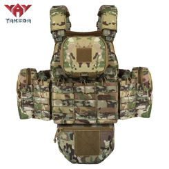 YAKEDA Plate Carrier  Camouflage Molle Magazine Pouches Hunting Fully Protection Tactical Vest With Hydration Carrier Bag