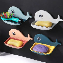 Portable Whale Shape Soap Box Drain Soap Holder Box Bathroom Shower Accessories Soap Holder Sponge Storage Container Plate Tray